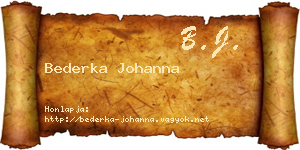 Bederka Johanna névjegykártya